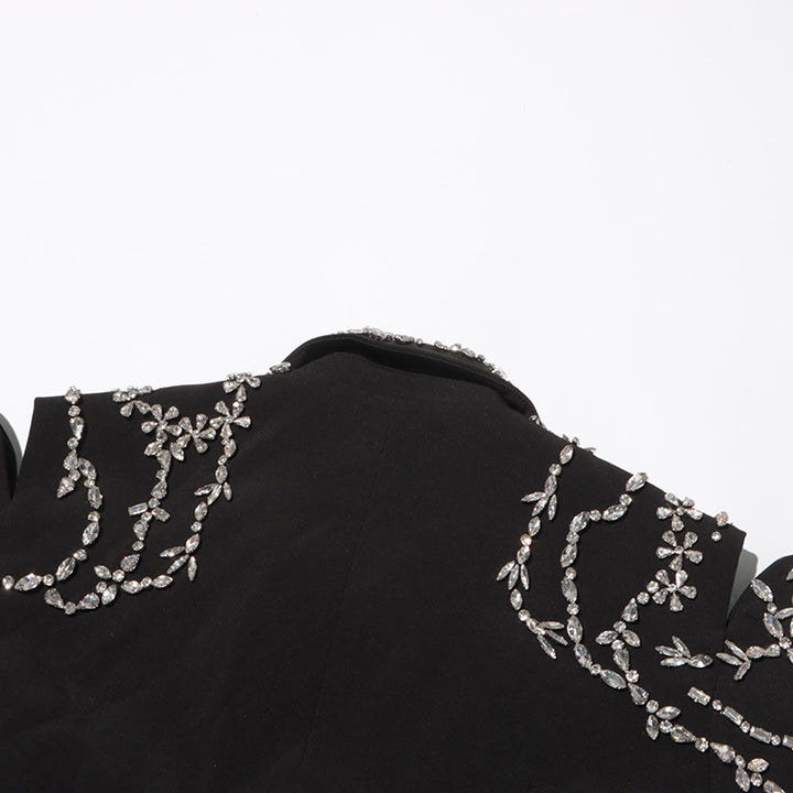 crystal-embellished cutout blazer with sculpted shoulders – AURORA