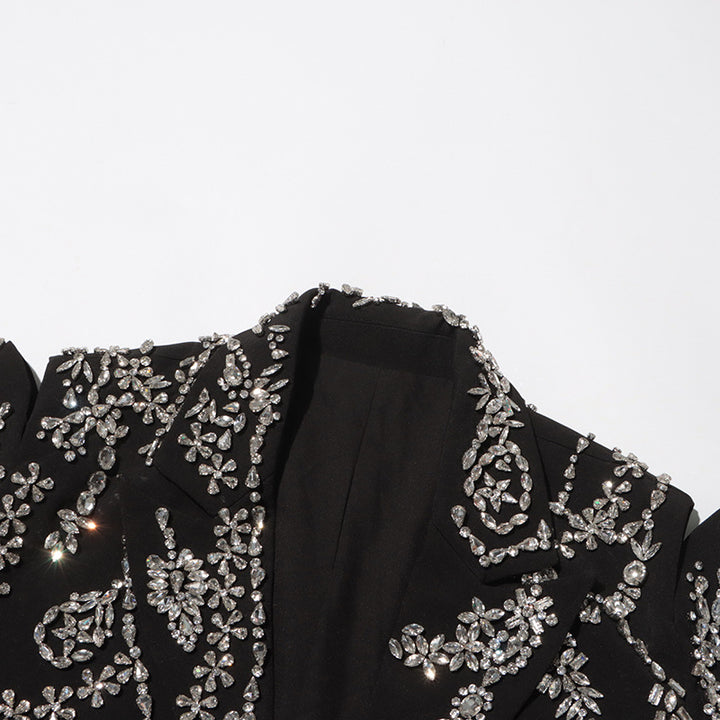 crystal-embellished cutout blazer with sculpted shoulders – AURORA