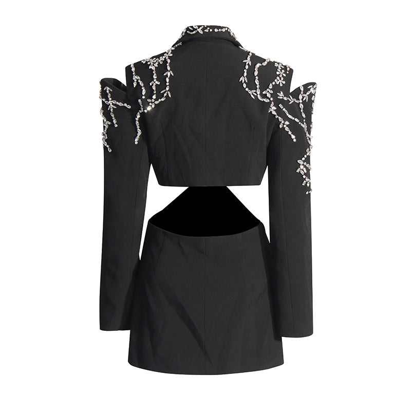 crystal-embellished cutout blazer with sculpted shoulders – AURORA