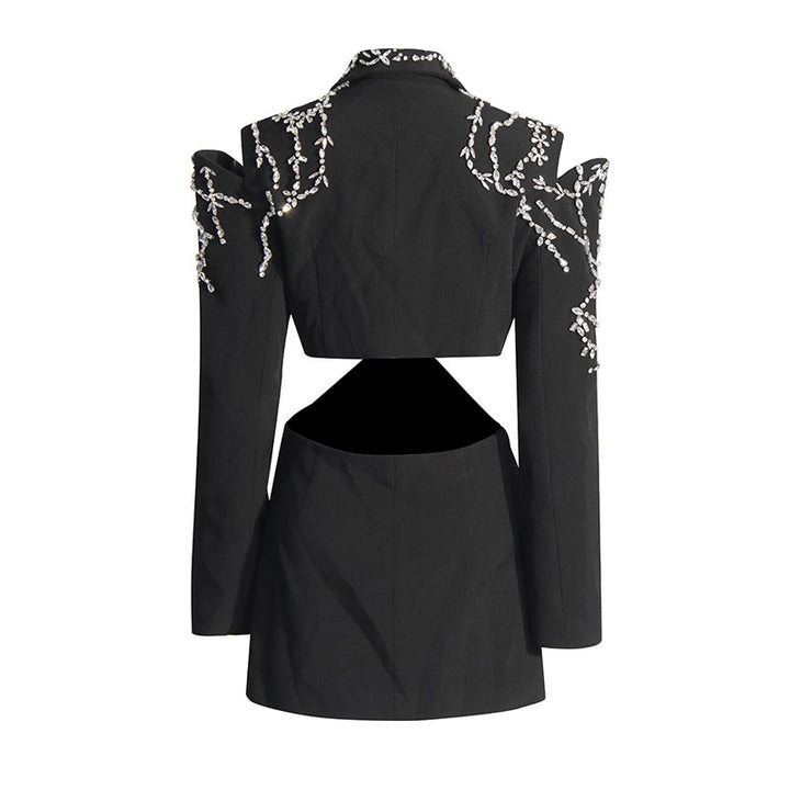 crystal-embellished cutout blazer with sculpted shoulders – AURORA