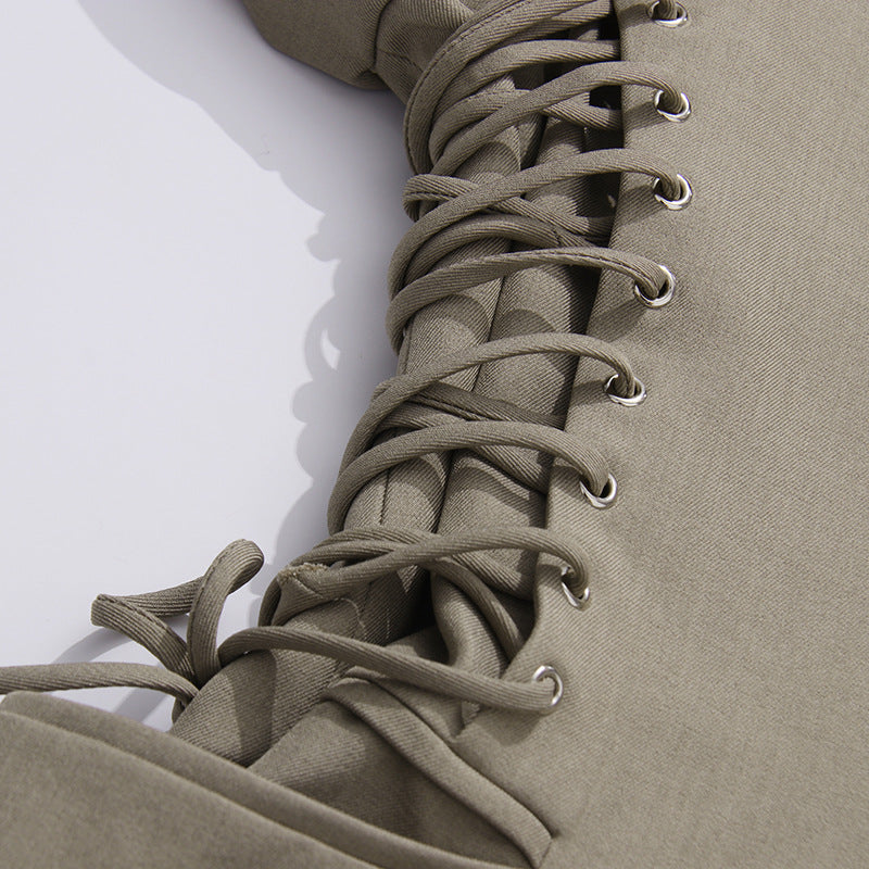 tailored blazer with lace-up waist detailing – BIENCA