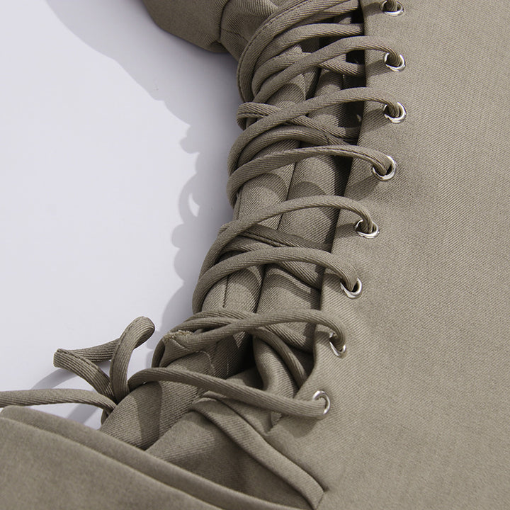 tailored blazer with lace-up waist detailing – BIENCA