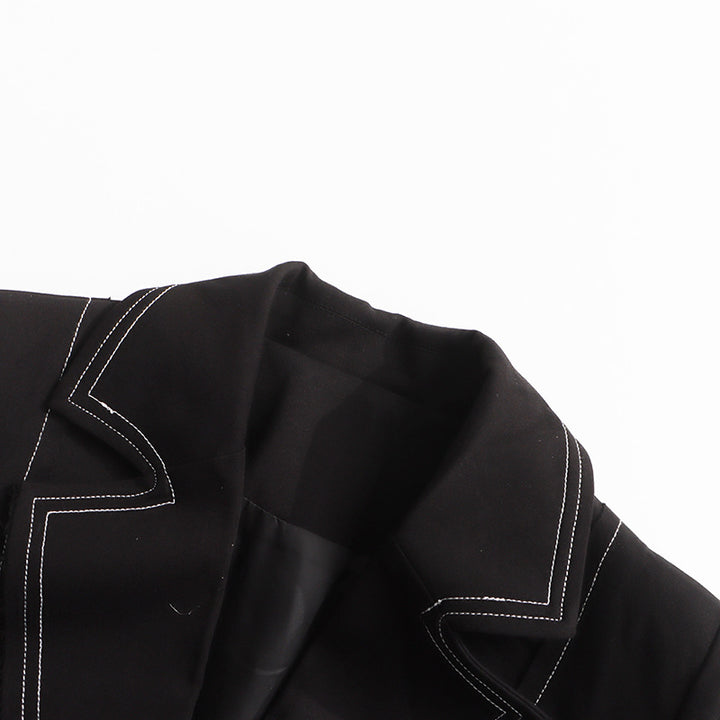 معطف طويل مصمم خصيصًا مع خياطة متباينة - نوار