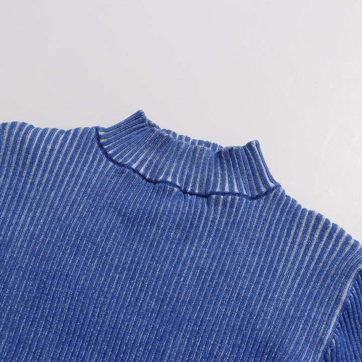 بلوزة محبوكة مضلعة بأكمام واسعة - نوليفرا