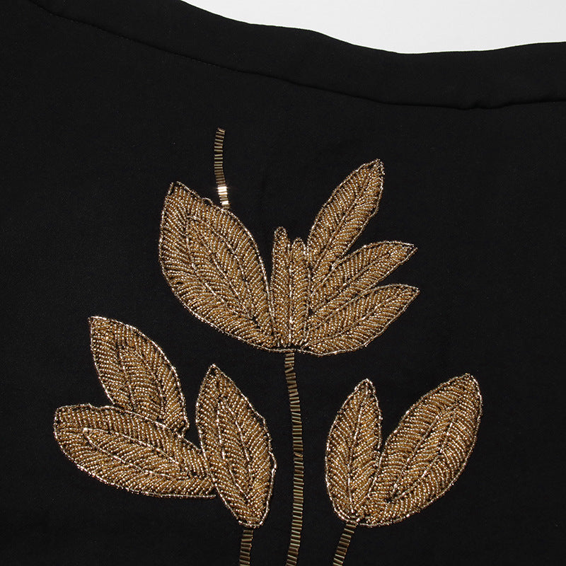 cropped button suit with beaded floral embroidery – AMARA