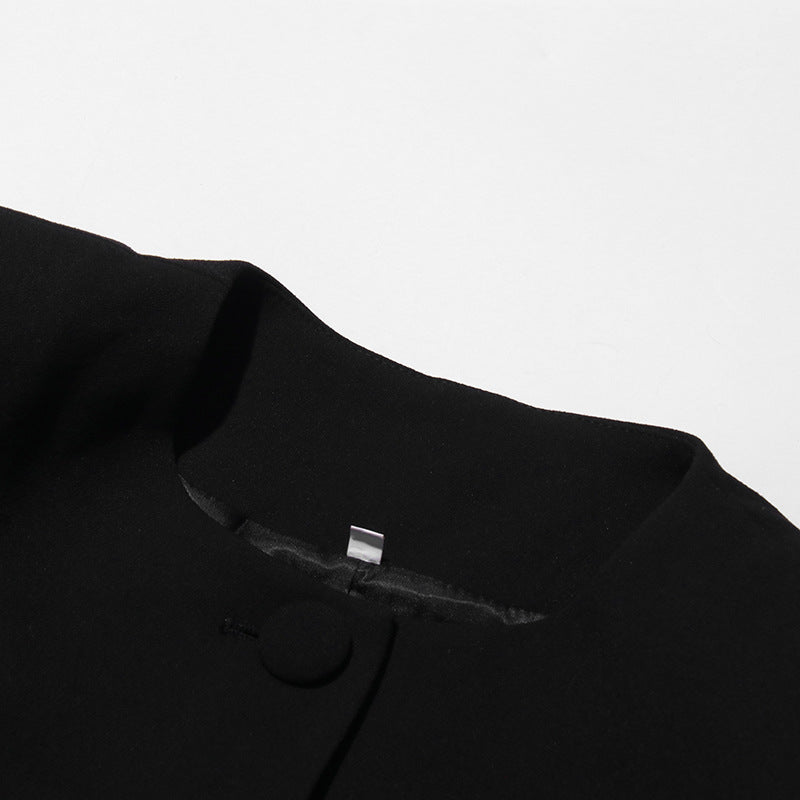 cropped button suit with beaded floral embroidery – AMARA