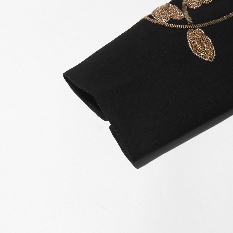 cropped button suit with beaded floral embroidery – AMARA