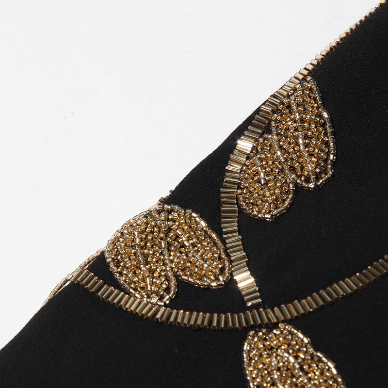 cropped button suit with beaded floral embroidery – AMARA