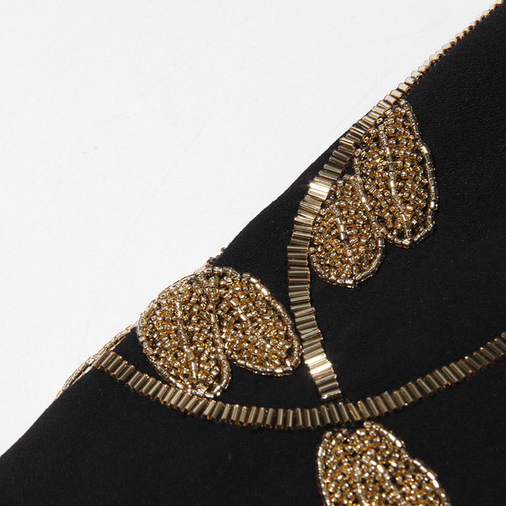 cropped button suit with beaded floral embroidery – AMARA