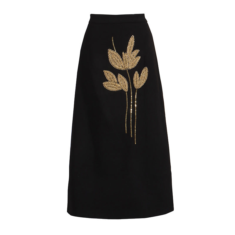 cropped button suit with beaded floral embroidery – AMARA