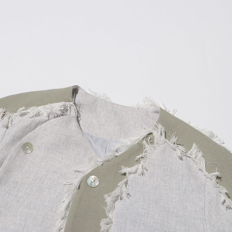 جاكيت بتصميم غير تقليدي بلونين مع حواف غير مكتملة - نوفا