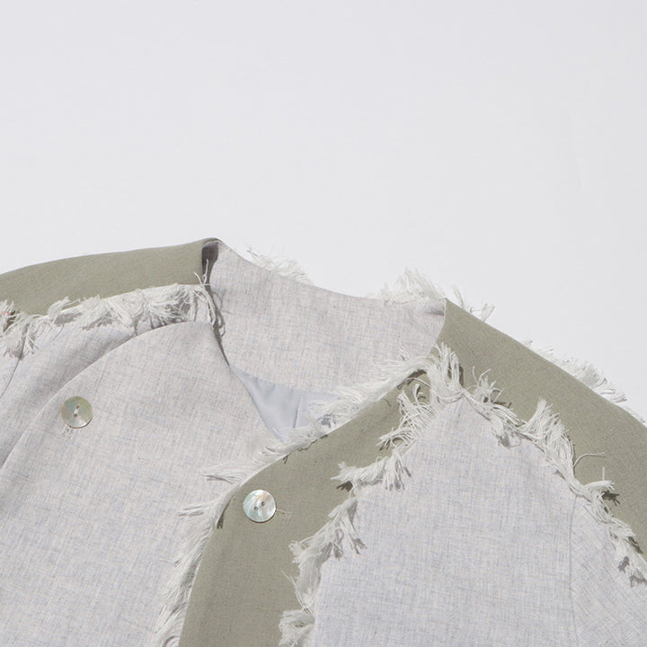 جاكيت بتصميم غير تقليدي بلونين مع حواف غير مكتملة - نوفا