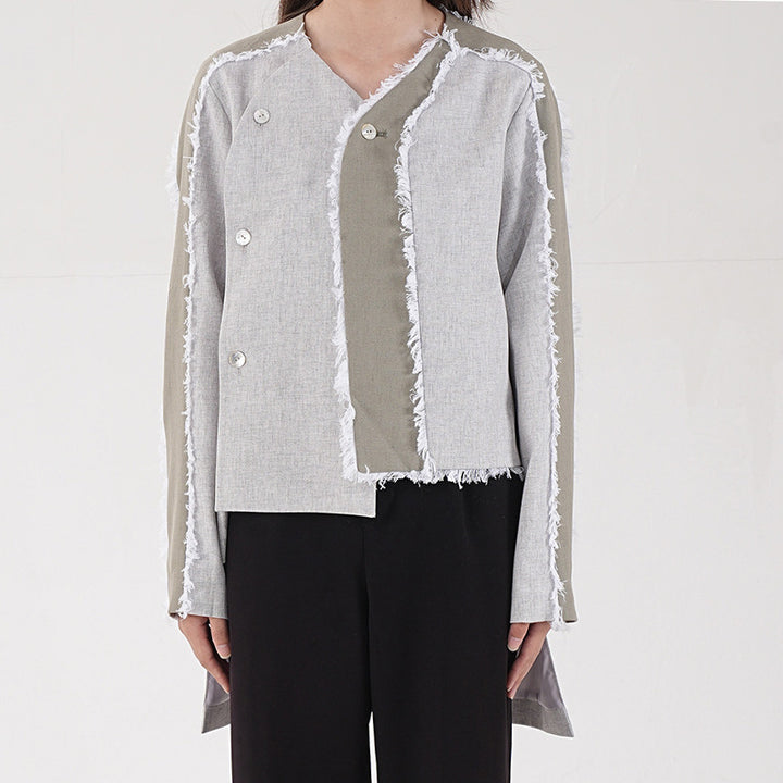 جاكيت بتصميم غير تقليدي بلونين مع حواف غير مكتملة - نوفا