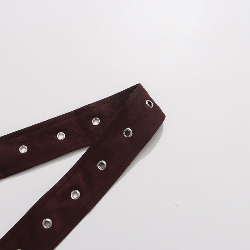 معطف طويل من جلد الغزال بحزام مع غطاء واقي من المطر - مارلو