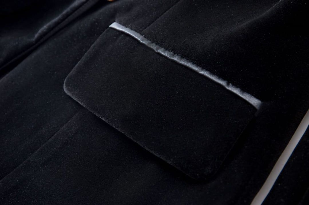 velvet blazer with satin lapel and crystal buttons – SELENE