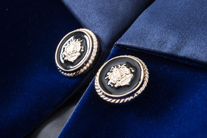 velvet blazer with satin lapel and crystal buttons – SELENE