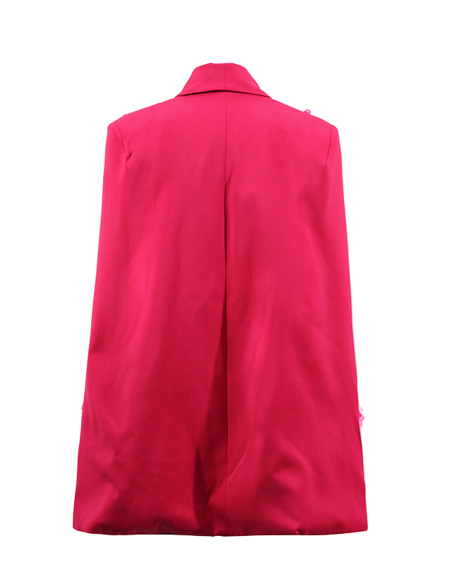 جاكيت بليزر مزين بكاب وحزام عند الخصر - أوروريكسا