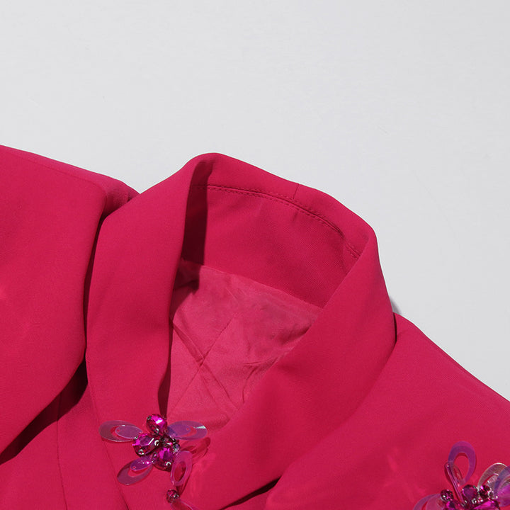 جاكيت بليزر مزين بكاب وحزام عند الخصر - أوروريكسا