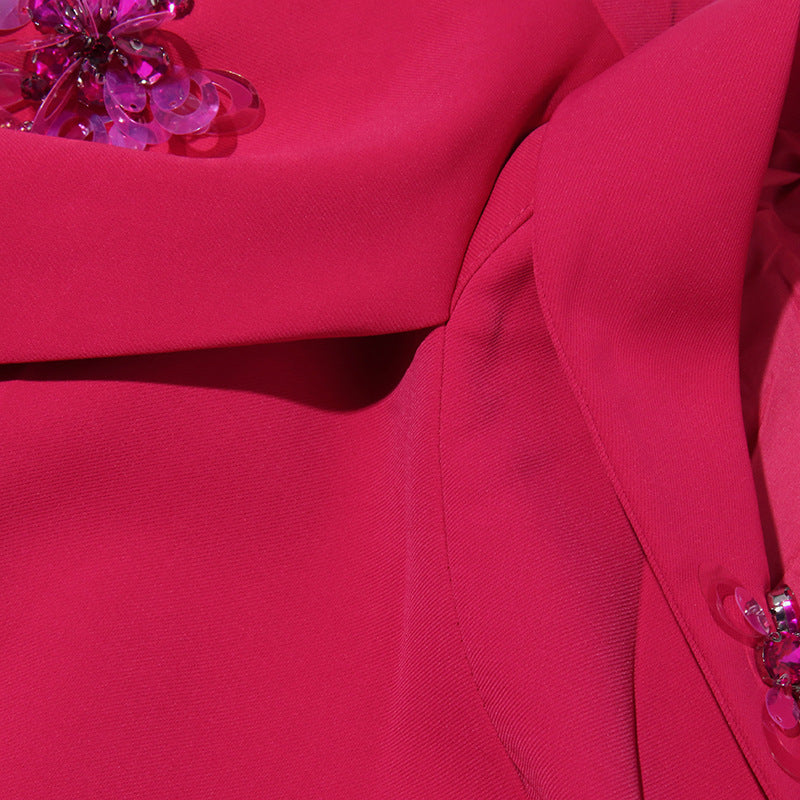 جاكيت بليزر مزين بكاب وحزام عند الخصر - أوروريكسا