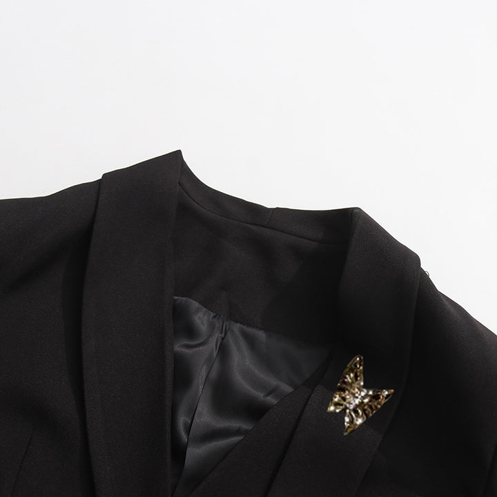 بليزر مزدوج الصدر مع تفاصيل بروش مزخرفة - فيليريب