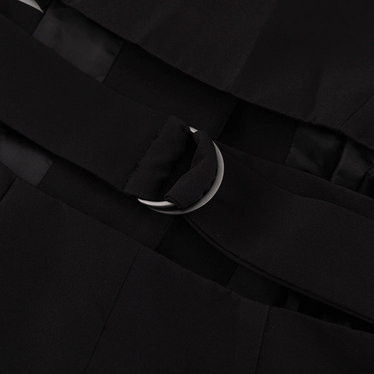 Haut à manches évasées plissées et ensemble jupe longue avec ceinture à la taille – Rosiny 