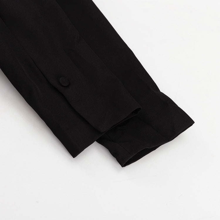 Haut à manches évasées plissées et ensemble jupe longue avec ceinture à la taille – Rosiny 