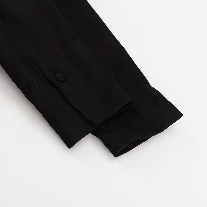 Haut à manches évasées plissées et ensemble jupe longue avec ceinture à la taille – Rosiny 