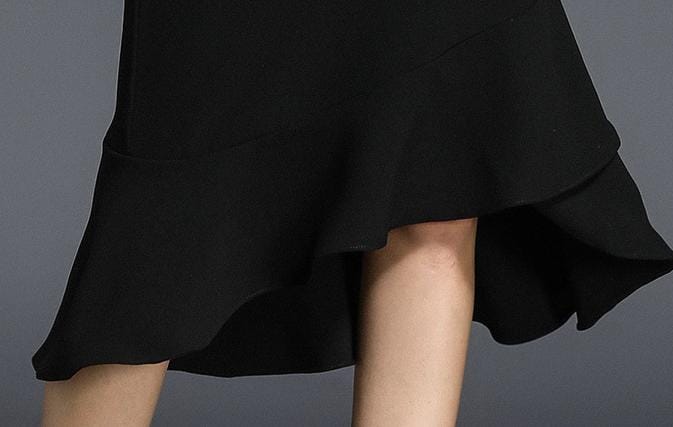 Haut à manches évasées plissées et ensemble jupe longue avec ceinture à la taille – Rosiny 