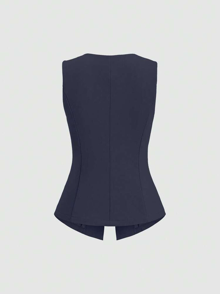 سترة أنيقة بدون أكمام مزينة بأزرار ذهبية منحوتة - فاليري