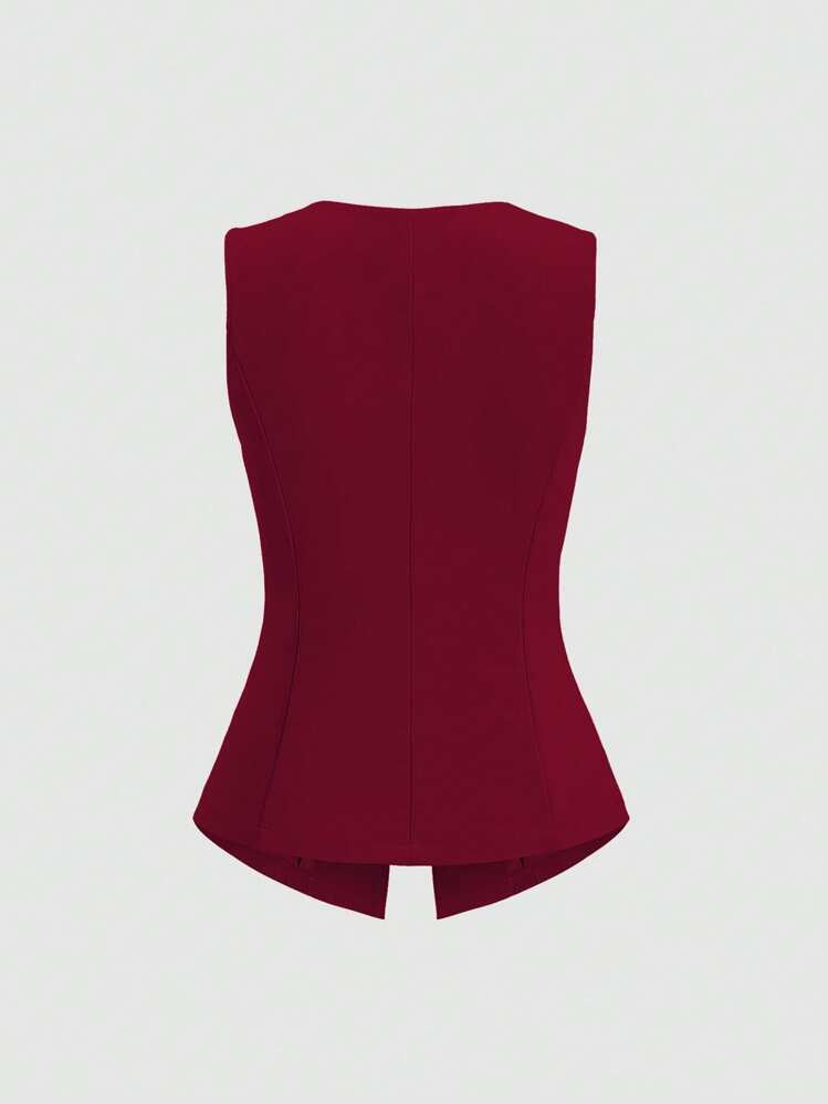 سترة أنيقة بدون أكمام مزينة بأزرار ذهبية منحوتة - فاليري