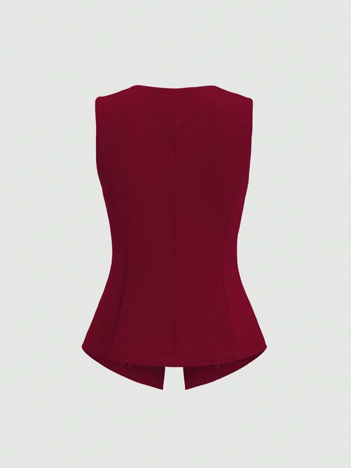 سترة أنيقة بدون أكمام مزينة بأزرار ذهبية منحوتة - فاليري