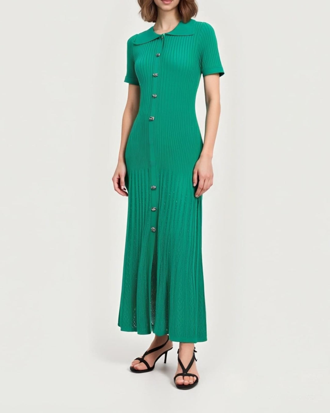 褶皱喇叭袖上衣和高腰裙套装，配腰带 – Rosiny 