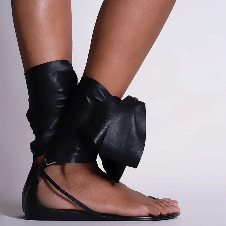 flat sandals with oversized ankle bow – RIVIERA