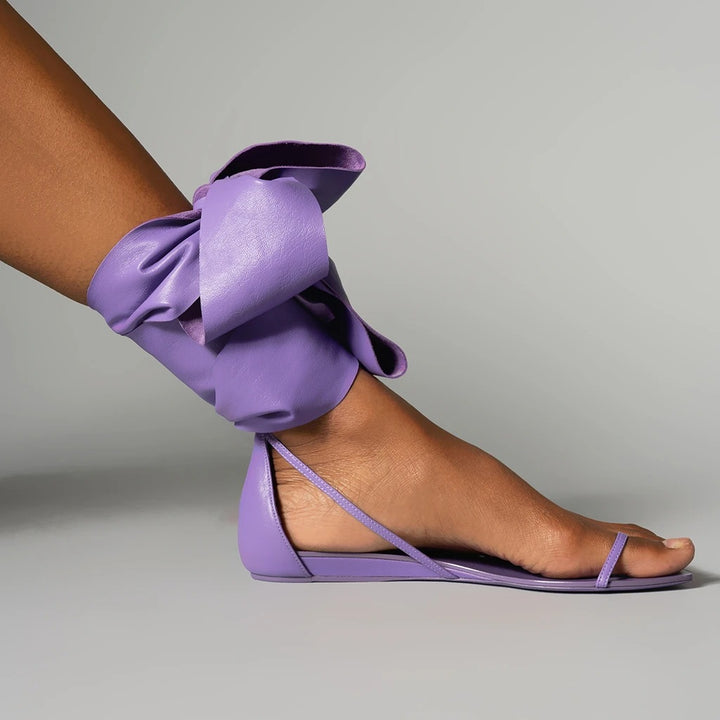 flat sandals with oversized ankle bow – RIVIERA