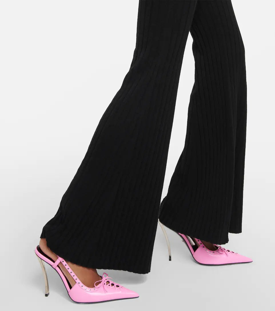 pointed-toe slingback pumps with studded trim – VALERA