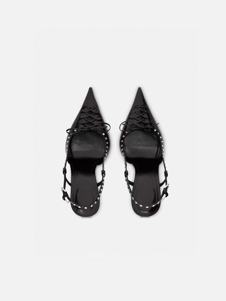 pointed-toe slingback pumps with studded trim – VALERA