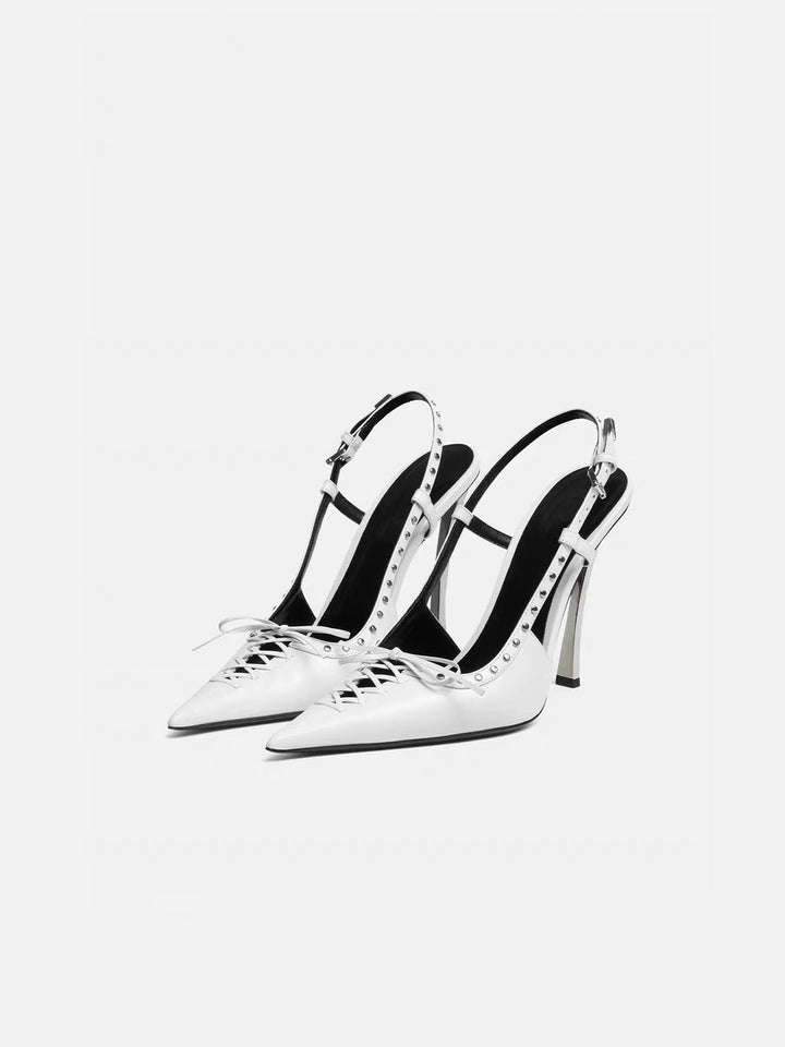 pointed-toe slingback pumps with studded trim – VALERA