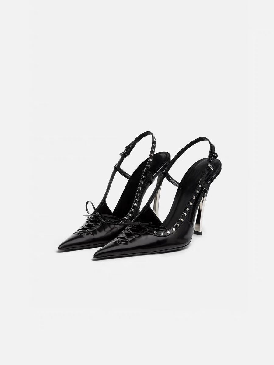 pointed-toe slingback pumps with studded trim – VALERA