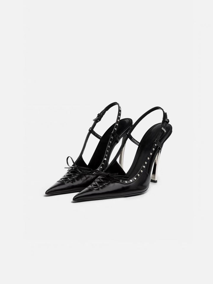 pointed-toe slingback pumps with studded trim – VALERA