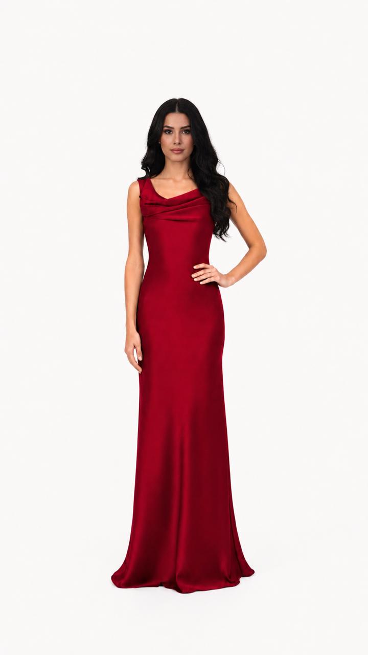 Emerald Draped Neck Mermaid Evening Gown – CELESTE