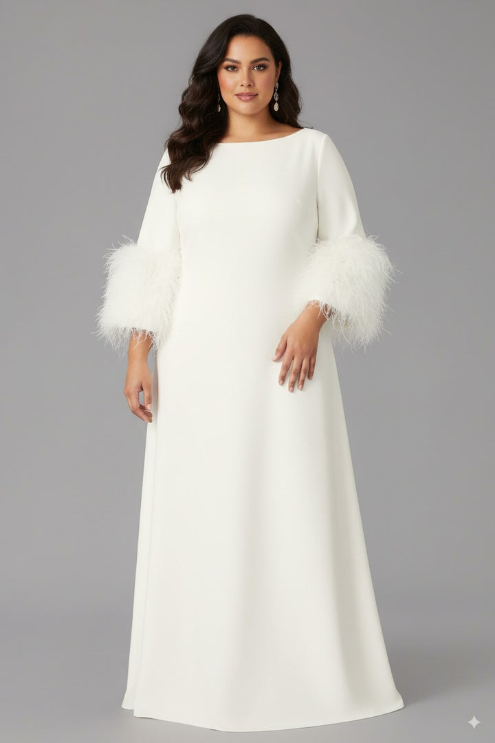 feather-cuff A-line gown – Zonal-1