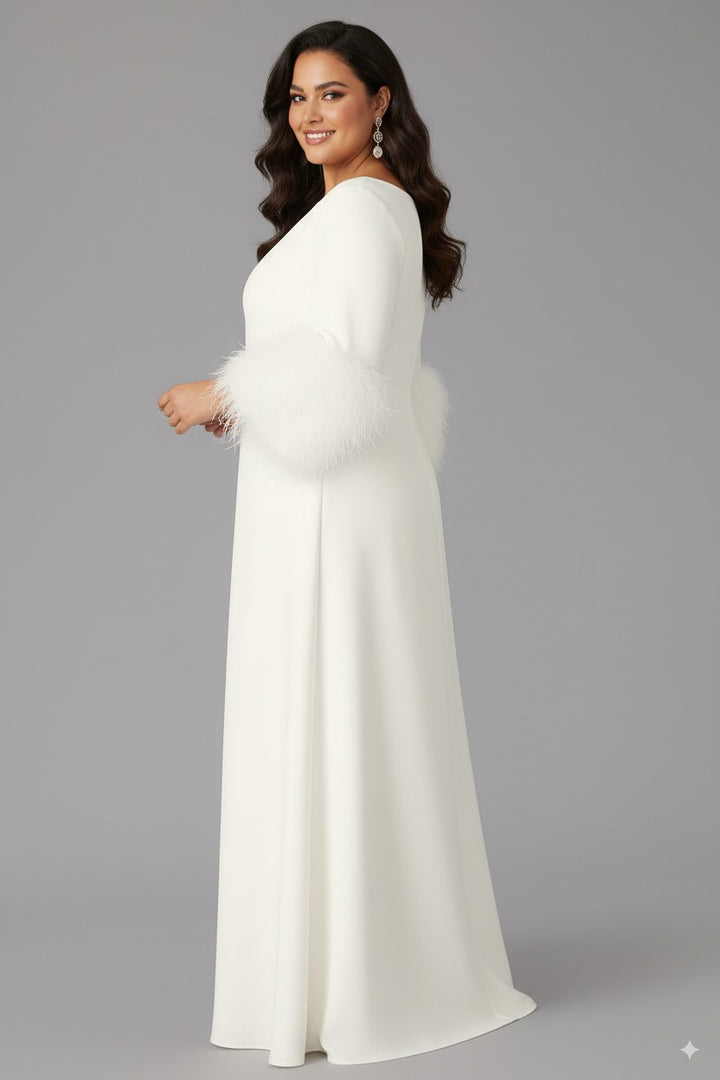 feather-cuff A-line gown – Zonal-1