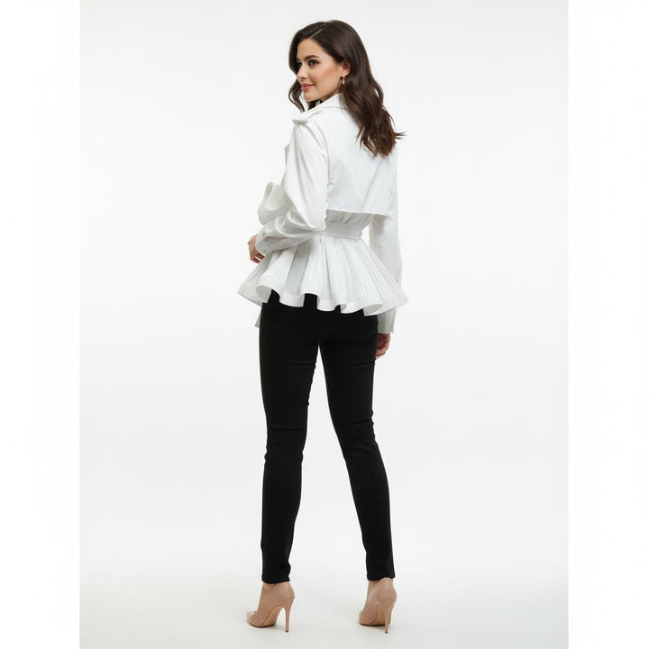 Pleated Ruffle Tie-Up Jacket