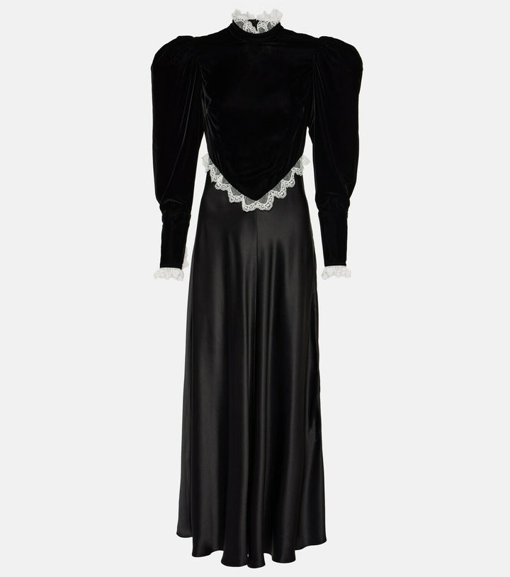 velvet and satin contrast gown with lace trim – NOIR