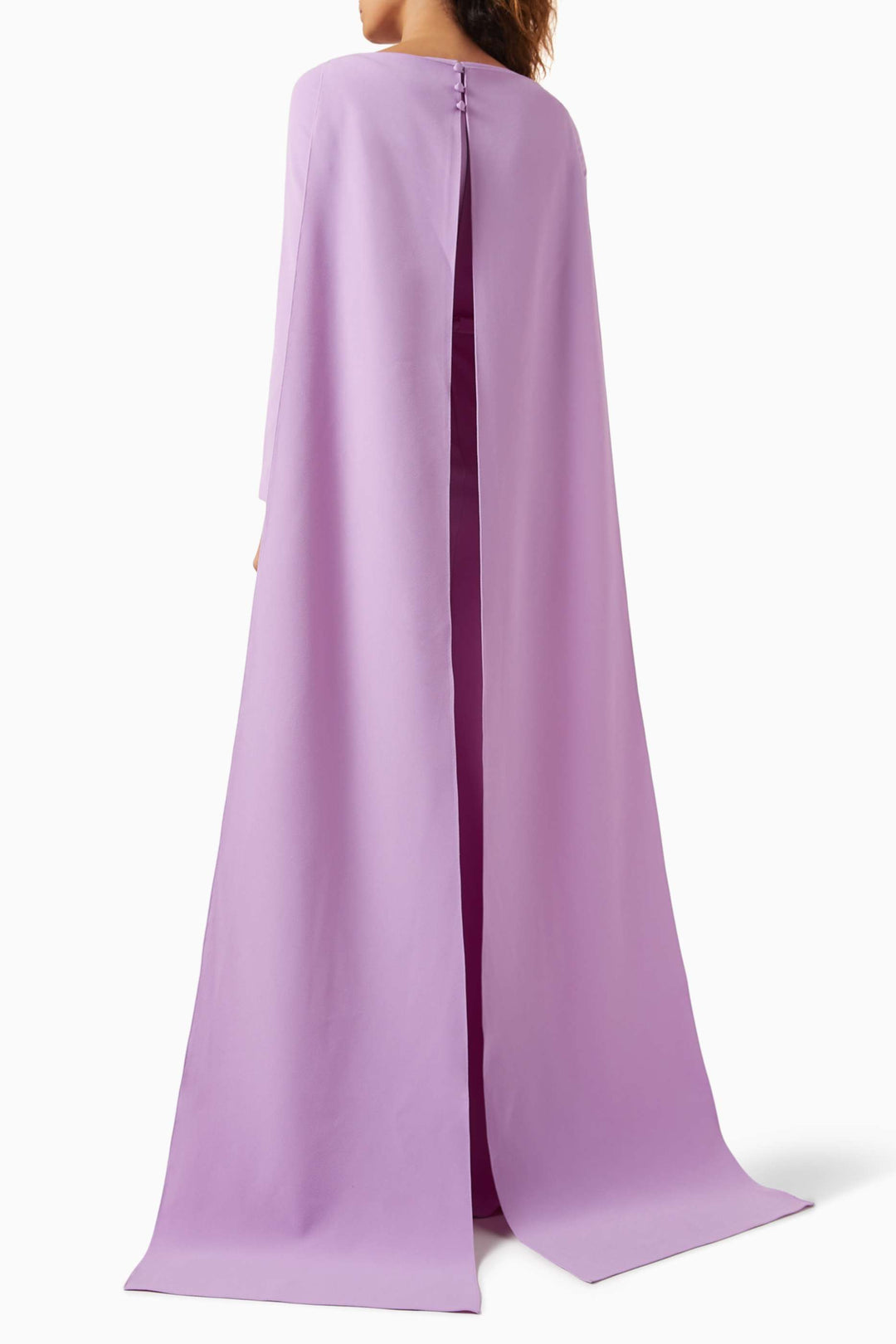 Long-sleeve cape gown with fitted waist – AMETHYST