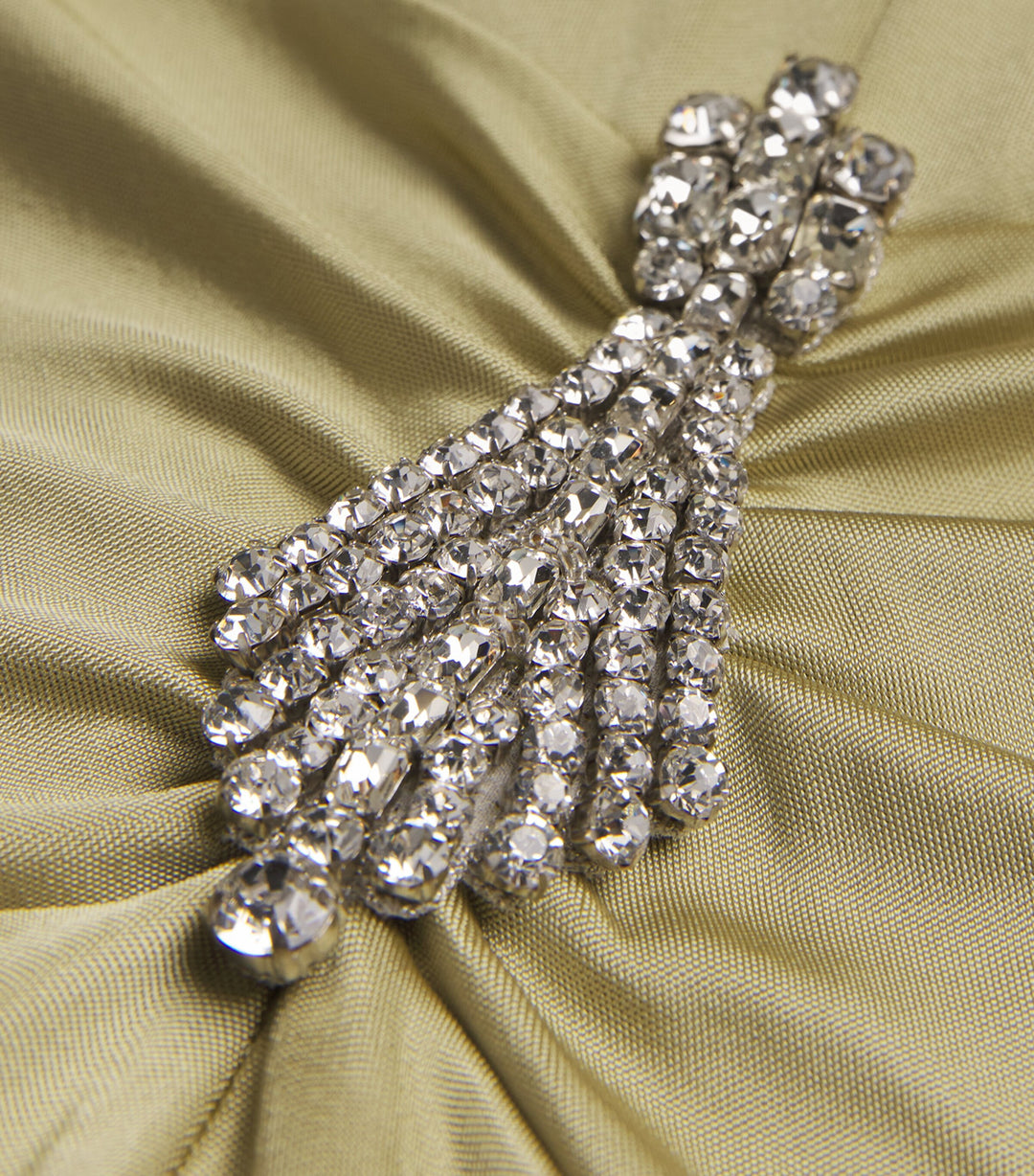 Deep V-neck draped gown with crystal embellishment – OLIVETTE