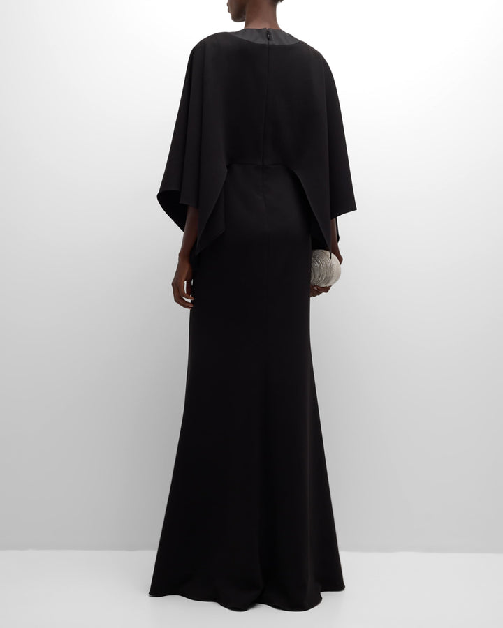 deep-V cape-sleeve evening gown – NOIIRÉ