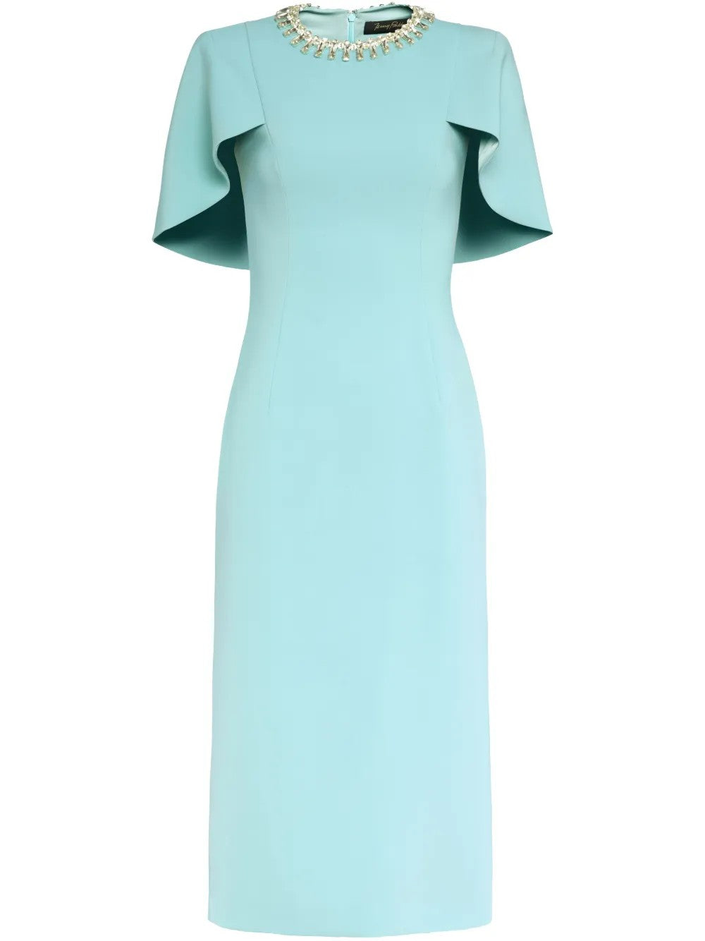 embellished neckline sheath dress with flutter sleeves – FEDAH