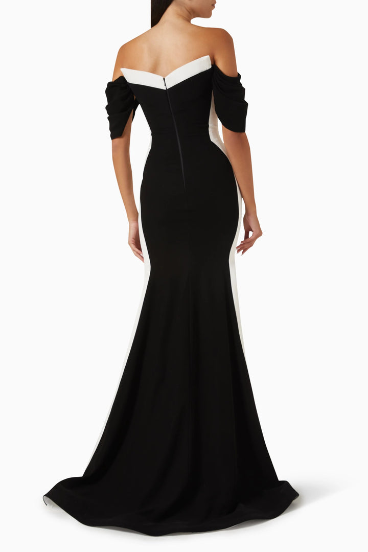 off-shoulder two-tone mermaid gown – NOIRIA