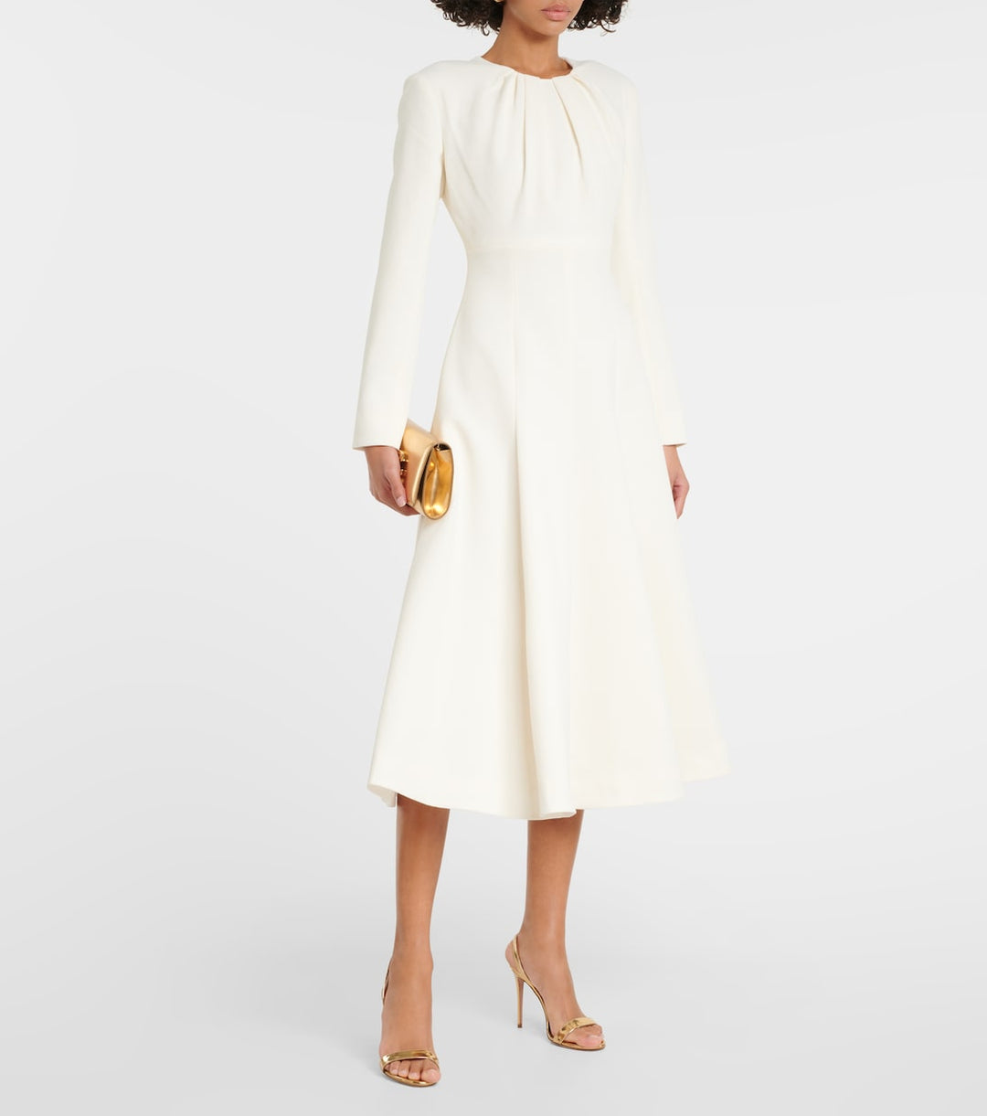 long-sleeve gathered midi dress – CELINA
